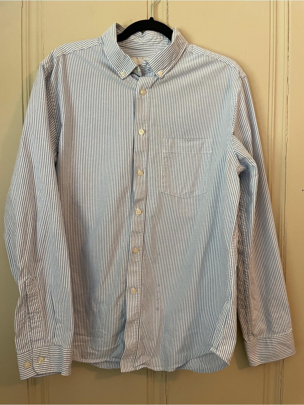 Goodfellow & Co Blue and White Narrow-Stripe Button-Up Shirt
